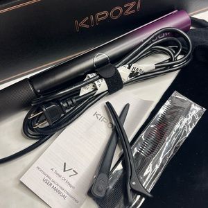 KIPOZI V7 Pro Hair Straightener Curler 2 in 1 Dual Voltage Titanium Straightener